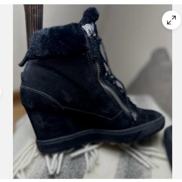 Giuseppe Zanotti Effie Suede/Shearling Trim High-Top Sneakers Black US 39 8.5 - Picture 10 of 10